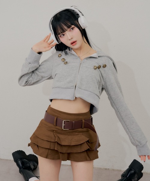 continuer de NICE CLAUP(コンティニューデナイスクラップ)の「こなれ感たっぷりの、ナポレオン風ZIPUPパーカー(パーカー・レディース・トップグレー/ブラウン/カーキ/ブラック・FREE)」の6枚目の写真