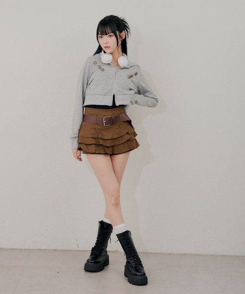 continuer de NICE CLAUP(コンティニューデナイスクラップ)の「こなれ感たっぷりの、ナポレオン風ZIPUPパーカー(パーカー・レディース・トップグレー/ブラウン/カーキ/ブラック・FREE)」の11枚目の写真