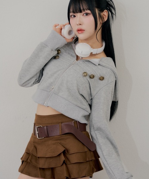 continuer de NICE CLAUP(コンティニューデナイスクラップ)の「こなれ感たっぷりの、ナポレオン風ZIPUPパーカー(パーカー・レディース・トップグレー/ブラウン/カーキ/ブラック・FREE)」の7枚目の写真