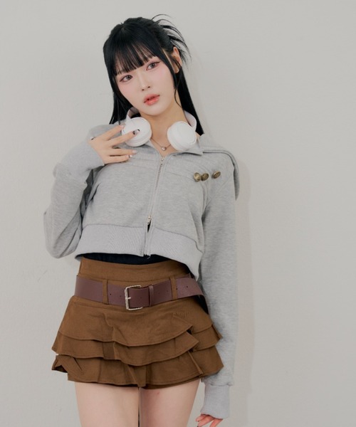 continuer de NICE CLAUP(コンティニューデナイスクラップ)の「こなれ感たっぷりの、ナポレオン風ZIPUPパーカー(パーカー・レディース・トップグレー/ブラウン/カーキ/ブラック・FREE)」の12枚目の写真