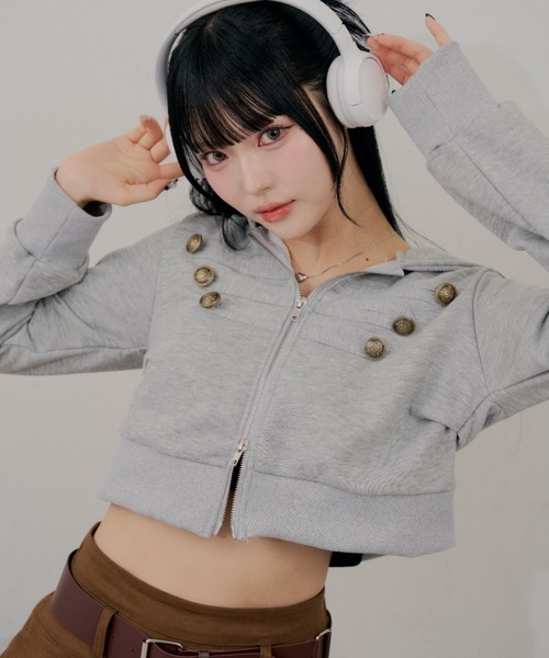 continuer de NICE CLAUP(コンティニューデナイスクラップ)の「こなれ感たっぷりの、ナポレオン風ZIPUPパーカー(パーカー・レディース・トップグレー/ブラウン/カーキ/ブラック・FREE)」の15枚目の写真