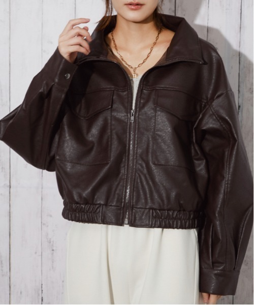 GORGE(ゴージ)の「フェイクレザー ショートジャケット|全3色(その他アウター・レディース・ブラック/ブラウン/アイボリー・M)」の17枚目の写真