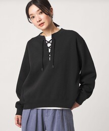 green label relaxing（グリーンレーベルリラクシング）の「【WEB限定】＜at ease＞ダブルフェイス レースアップ プルオーバー カットソー（Tシャツ/カットソー・レディース）」