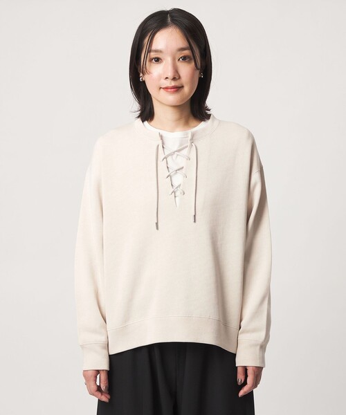green label relaxing(グリーンレーベルリラクシング)の「【WEB限定】<at ease>ダブルフェイス レースアップ プルオーバー カットソー(Tシャツ/カットソー・レディース・ブラック/ナチュラル・FREE)」の14枚目の写真