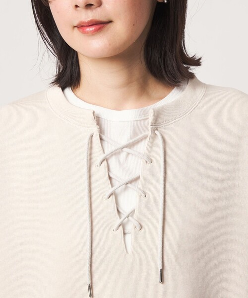 green label relaxing(グリーンレーベルリラクシング)の「【WEB限定】<at ease>ダブルフェイス レースアップ プルオーバー カットソー(Tシャツ/カットソー・レディース・ブラック/ナチュラル・FREE)」の17枚目の写真