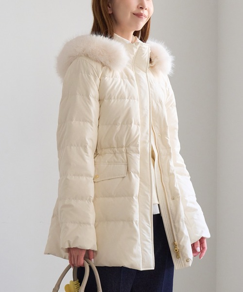 ROPE' PICNIC(ロペピクニック)の「【洗える】 【GREEN DOWN】ファー付きミドル丈ダウンコート/撥水・リンクコーデ(ダウンジャケット/コート・レディース・ネイビー/ブラック/ダークブラウン/オフホワイト・L/M/S)」の12枚目の写真