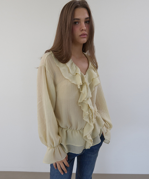 ASURA（アスラ）の「RUFFLE CHIFFON BLOUSE (BEIGE)（シャツ/ブラウス・レディース・その他・OS）」の4枚目の写真