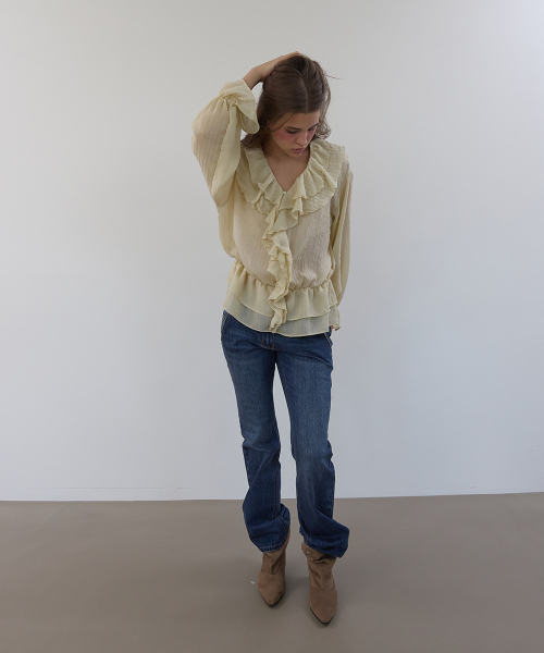 ASURA（アスラ）の「RUFFLE CHIFFON BLOUSE (BEIGE)（シャツ/ブラウス・レディース・その他・OS）」の5枚目の写真