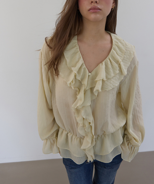 ASURA（アスラ）の「RUFFLE CHIFFON BLOUSE (BEIGE)（シャツ/ブラウス・レディース・その他・OS）」の8枚目の写真