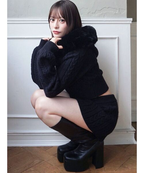 RESEXXY(リゼクシー)の「ケーブルニットショートパンツ【セットアップ着用可能】(その他パンツ・レディース・グレー/ブラック/アイボリー・FREE)」の6枚目の写真