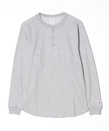 【JEMORGAN/ジェーイーモーガン】 ダブルフェイス　ハニカムワッフルヘンリーネックロングスリーブTシャツ