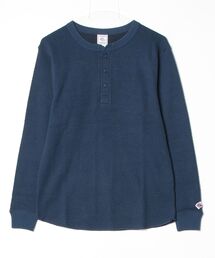【JEMORGAN/ジェーイーモーガン】 ダブルフェイス　ハニカムワッフルヘンリーネックロングスリーブTシャツ