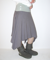 ボタンストライプアンバランススカート チャコール