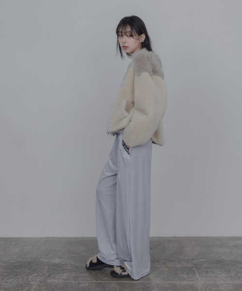 Eimee Law(エイミーロウ)の「アーチライン 4TEXファージャケット(ノーカラージャケット・レディース・グレー/アイボリー/モカ・FREE)」の20枚目の写真