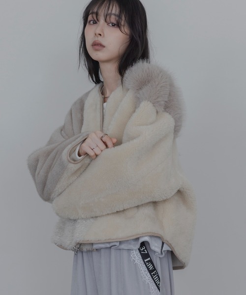 Eimee Law(エイミーロウ)の「アーチライン 4TEXファージャケット(ノーカラージャケット・レディース・グレー/アイボリー/モカ・FREE)」の21枚目の写真
