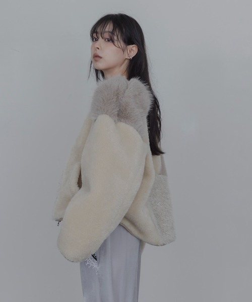 Eimee Law(エイミーロウ)の「アーチライン 4TEXファージャケット(ノーカラージャケット・レディース・グレー/アイボリー/モカ・FREE)」の22枚目の写真
