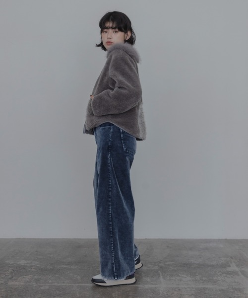 Eimee Law(エイミーロウ)の「アーチライン 4TEXファージャケット(ノーカラージャケット・レディース・グレー/アイボリー/モカ・FREE)」の4枚目の写真