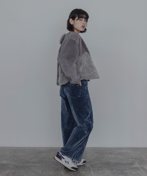 Eimee Law(エイミーロウ)の「アーチライン 4TEXファージャケット(ノーカラージャケット・レディース・グレー/アイボリー/モカ・FREE)」の5枚目の写真