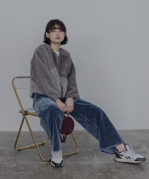 Eimee Law(エイミーロウ)の「アーチライン 4TEXファージャケット(ノーカラージャケット・レディース・グレー/アイボリー/モカ・FREE)」の6枚目の写真