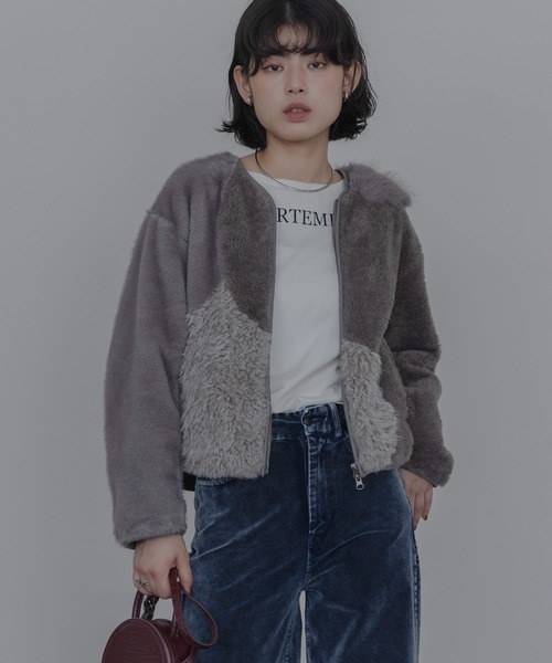 Eimee Law(エイミーロウ)の「アーチライン 4TEXファージャケット(ノーカラージャケット・レディース・グレー/アイボリー/モカ・FREE)」の11枚目の写真