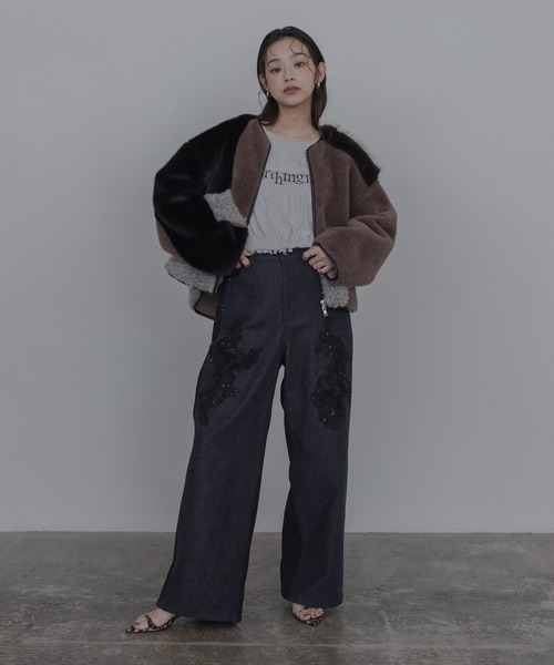 Eimee Law(エイミーロウ)の「アーチライン 4TEXファージャケット(ノーカラージャケット・レディース・グレー/アイボリー/モカ・FREE)」の17枚目の写真