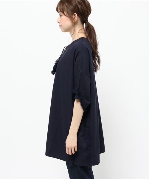 mystic（ミスティック）の「【mystic】フリンジチュニック（チュニック・レディース・ネイビー/ベージュ/レッド・1）」の5枚目の写真