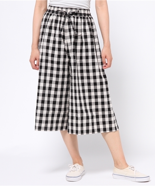 earth music&ecology（アースミュージックアンドエコロジー）の「ワイドスカンツ（その他パンツ・レディース・ネイビー/チェック/ホワイト/ブラック/サックスブルー・FREE）」の5枚目の写真