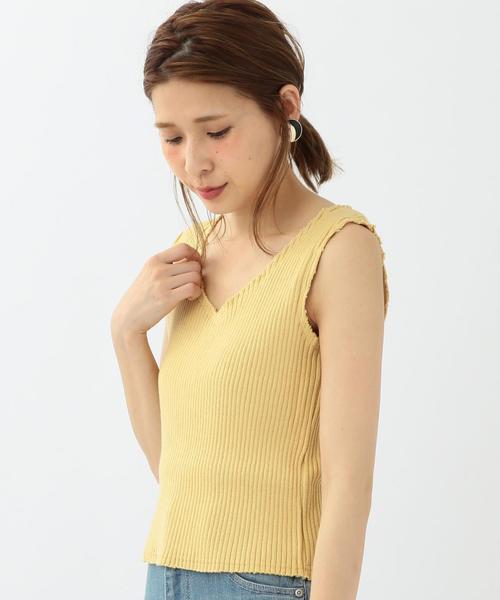 Another Edition(アナザーエディション)の「断ち切りVネックノースリーブプルオーバー/AEMFC タチキリ V/N NSL PO◆(ニット/セーター・レディース・ホワイト/イエロー/ネイビー/ブラウン・FREE)」の4枚目の写真