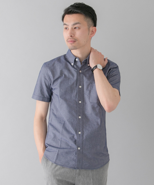 URBAN RESEARCH（アーバンリサーチ）の「UR オックスBD S/Sシャツ（シャツ/ブラウス・メンズ・グレー/ホワイト/ネイビー/チェック・SMALL/LARGE/MEDIUM）」の4枚目の写真