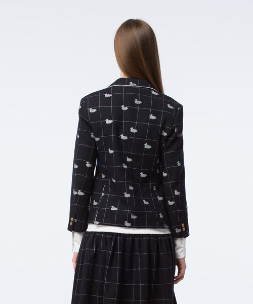 koe×THOM BROWNE（コエトムブラウン）の「[KOE×THOM BROWNE]WOMENS DUCK SPORTCOAT（テーラードジャケット・レディース・ネイビー・SMALL/LARGE/MEDIUM）」の8枚目の写真