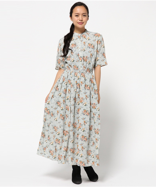 MOUSSY（マウジー）の「BAND COLLAR FLOWER OP（ワンピース・レディース・グレー系その他/ダークネイビー/ホワイト系その他・1/2）」の14枚目の写真