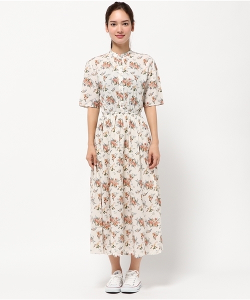 MOUSSY（マウジー）の「BAND COLLAR FLOWER OP（ワンピース・レディース・グレー系その他/ダークネイビー/ホワイト系その他・1/2）」の4枚目の写真