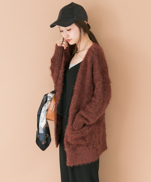 URBAN RESEARCH（アーバンリサーチ）の「UR フェザーヤーンカーディガン（カーディガン/ボレロ・レディース・ブラウン/グレー/ベージュ・FREE）」の7枚目の写真