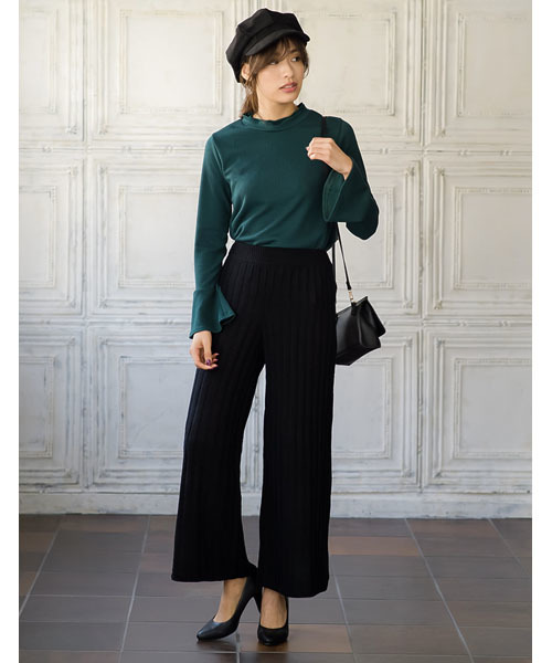 Re:EDIT（リエディ）の「[リエディ]太リブニットワイドパンツ/ボトムス/パンツ/ワイドパンツ・ガウチョパンツ（その他パンツ・レディース・ネイビー/ブラック/カーキ/ワイン/ブラウン/レンガ・MEDIUM）」の14枚目の写真