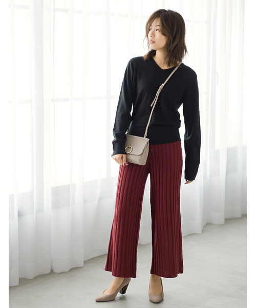 Re:EDIT（リエディ）の「[リエディ]太リブニットワイドパンツ/ボトムス/パンツ/ワイドパンツ・ガウチョパンツ（その他パンツ・レディース・ネイビー/ブラック/カーキ/ワイン/ブラウン/レンガ・MEDIUM）」の17枚目の写真