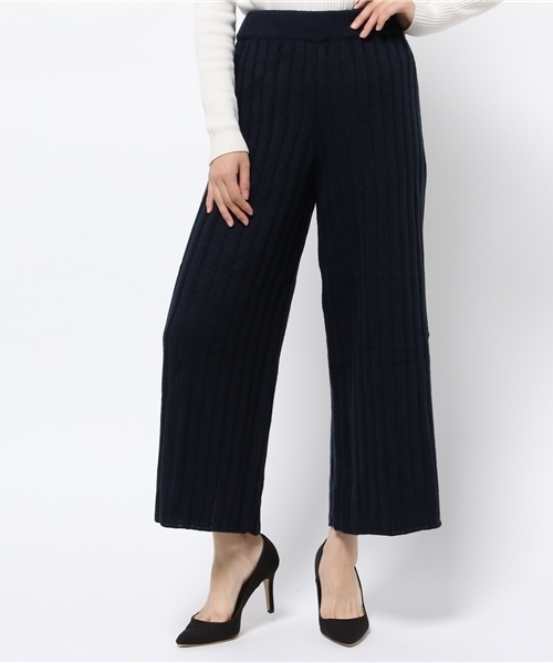 Re:EDIT（リエディ）の「[リエディ]太リブニットワイドパンツ/ボトムス/パンツ/ワイドパンツ・ガウチョパンツ（その他パンツ・レディース・ネイビー/ブラック/カーキ/ワイン/ブラウン/レンガ・MEDIUM）」の4枚目の写真