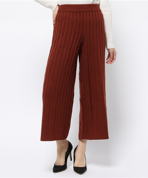 Re:EDIT（リエディ）の「[リエディ]太リブニットワイドパンツ/ボトムス/パンツ/ワイドパンツ・ガウチョパンツ（その他パンツ・レディース・ネイビー/ブラック/カーキ/ワイン/ブラウン/レンガ・MEDIUM）」の6枚目の写真