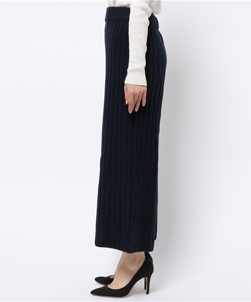 Re:EDIT（リエディ）の「[リエディ]太リブニットワイドパンツ/ボトムス/パンツ/ワイドパンツ・ガウチョパンツ（その他パンツ・レディース・ネイビー/ブラック/カーキ/ワイン/ブラウン/レンガ・MEDIUM）」の8枚目の写真