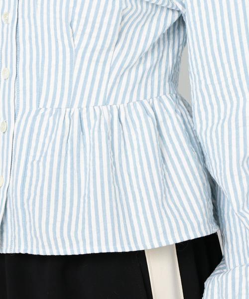 Another Edition(アナザーエディション)の「サッカーストライプブラウス/ AEMFC SUCKER ST BLUS(シャツ/ブラウス・レディース・ライトブルー/ネイビー・FREE)」の12枚目の写真