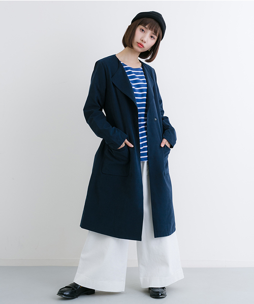 MERLOT（メルロー）の「ウエストリボンノーカラーフレアコート501-6591TK（その他アウター・レディース・ネイビー/ブラック/カーキ/ピンクベージュ/ライトブルー/グレー/キャメル・FREE）」の15枚目の写真