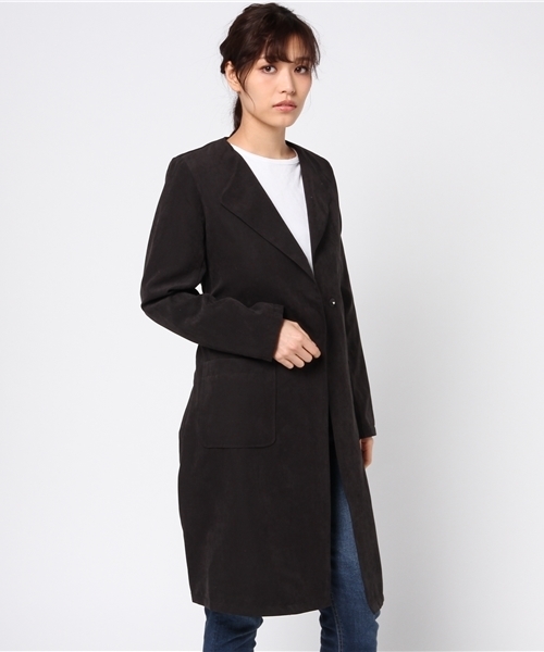 MERLOT（メルロー）の「ウエストリボンノーカラーフレアコート501-6591TK（その他アウター・レディース・ネイビー/ブラック/カーキ/ピンクベージュ/ライトブルー/グレー/キャメル・FREE）」の16枚目の写真