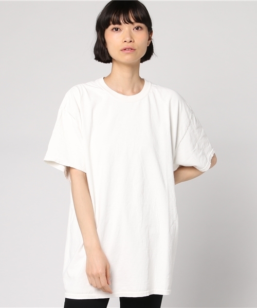 archives(アルシーヴ)の「ピグメントBIG T-shirts(Tシャツ/カットソー・レディース・マスタード/ブラック/オフホワイト・MEDIUM)」の2枚目の写真
