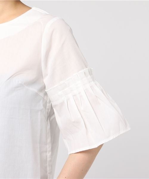 BLUEEAST（ブルーイースト）の「ボリュームギャザー袖ブラウス（シャツ/ブラウス・レディース・オフホワイト/オレンジ/ネイビー/ストライプ・MEDIUM）」の8枚目の写真