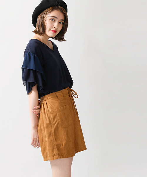 WEGO（ウィゴー）の「WEGO/フェイクスエードAラインミニスカート（スカート・レディース・ライトピンク/その他3/その他2/マスタード/キャメル/その他1/レッド/ダークブラウン・LARGE/MEDIUM）」の4枚目の写真