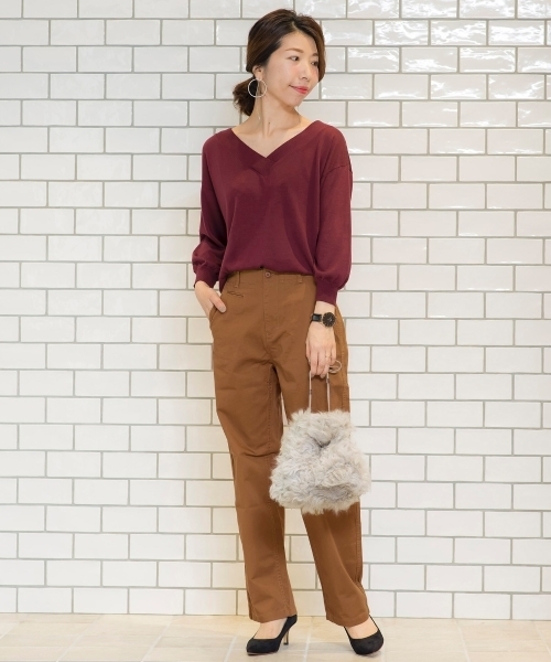 le.coeur blanc（ルクールブラン）の「コンパクトツイルチノパン（チノパンツ・レディース・ベージュ/ライトブラウン/ネイビー・MEDIUM/SMALL）」の12枚目の写真