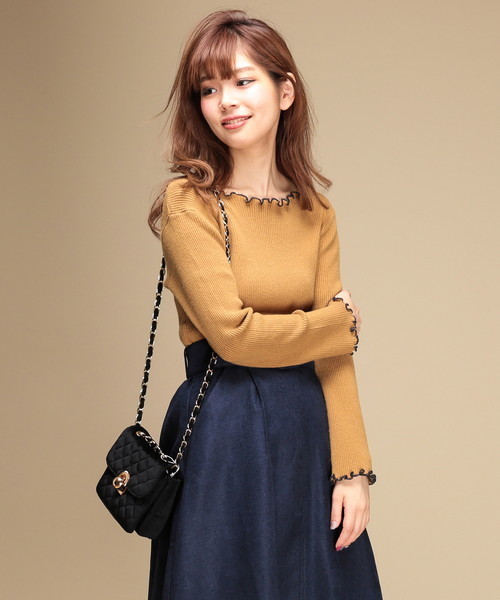 natural couture(ナチュラルクチュール)の「PPメローフリルニット(ニット/セーター・レディース・ブラック/ネイビー/グリーン/アイボリー/マスタード/ピンク系その他・FREE)」の5枚目の写真