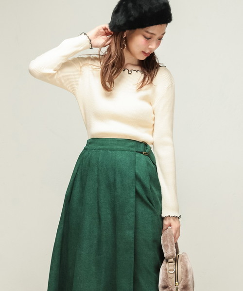 natural couture(ナチュラルクチュール)の「PPメローフリルニット(ニット/セーター・レディース・ブラック/ネイビー/グリーン/アイボリー/マスタード/ピンク系その他・FREE)」の18枚目の写真