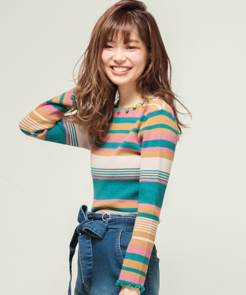 natural couture(ナチュラルクチュール)の「PPメローフリルニット(ニット/セーター・レディース・ブラック/ネイビー/グリーン/アイボリー/マスタード/ピンク系その他・FREE)」の11枚目の写真
