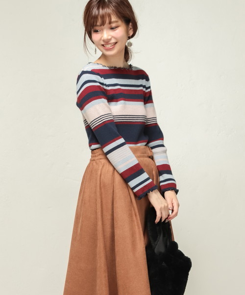 natural couture(ナチュラルクチュール)の「PPメローフリルニット(ニット/セーター・レディース・ブラック/ネイビー/グリーン/アイボリー/マスタード/ピンク系その他・FREE)」の14枚目の写真