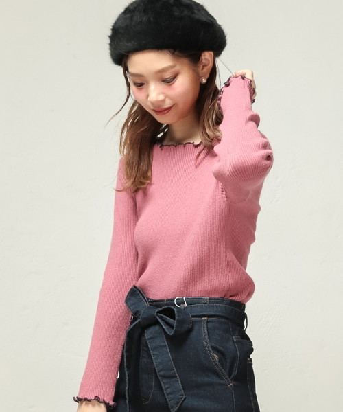 natural couture(ナチュラルクチュール)の「PPメローフリルニット(ニット/セーター・レディース・ブラック/ネイビー/グリーン/アイボリー/マスタード/ピンク系その他・FREE)」の22枚目の写真